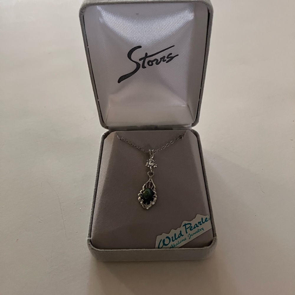 Storrs Silver Tone Wild Pearl Teal Tone Drop Necklace
